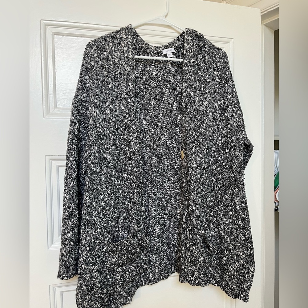 Black and white knit cardigan